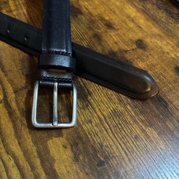 Men's Black Leather Belt - Picture 1 of 3